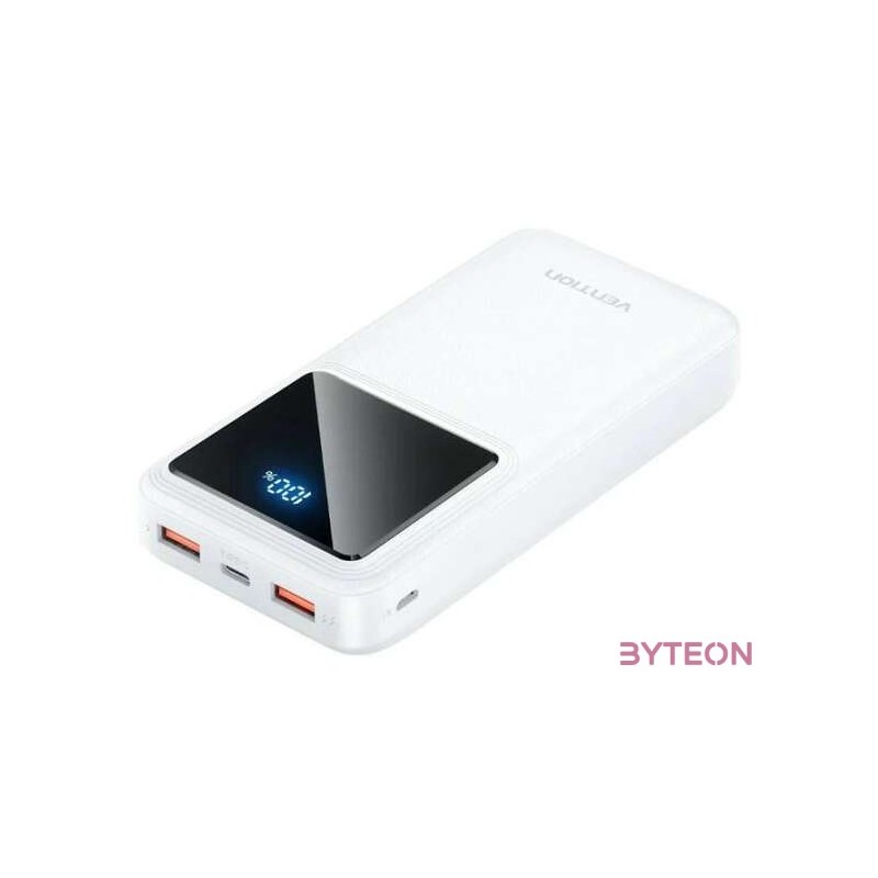 Powerbank, Vention, FHKW0,10000mAh, Micro-USB, USB-C, 2xUSB-A, 22.5W (white)