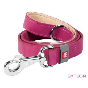 WAUDOG natural leather dog leash 20 mm wide, 122 cm long pink