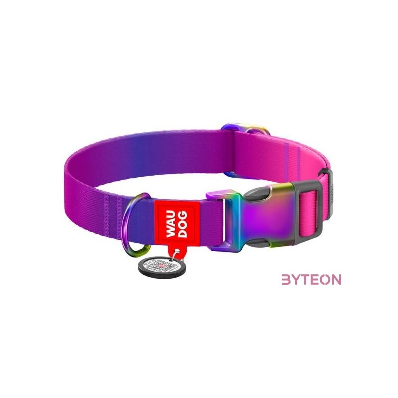 Waudog gradient nylon dog collar with QR code, purple , size XL