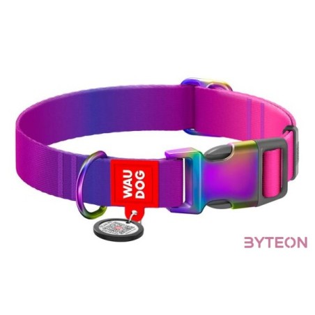 Waudog gradient nylon dog collar with QR code, purple , size XL