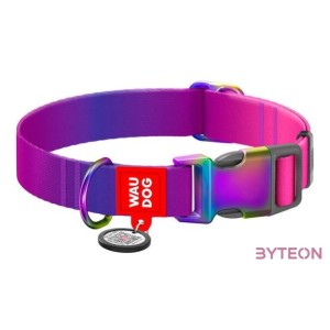 Waudog gradient nylon dog collar with QR code, purple , size XL