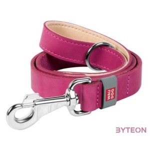 WAUDOG natural leather dog leash 20 mm wide, 122 cm long pink