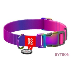 Waudog gradient nylon dog collar with QR code, purple , size XL