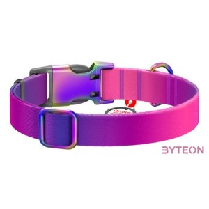 Waudog gradient nylon dog collar with QR code, purple , size XL