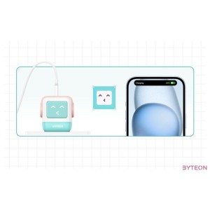Wall charger Ugreen Nexode RG (Robot GaN) , 2x USB-C  USB, 65W (pink - blue)