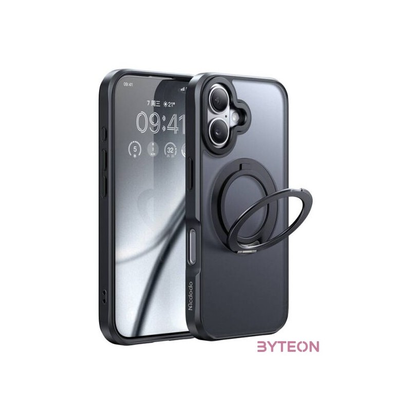 McDodo PC-4931 MagSafe case for iPhone 16 Plus with stand (black)