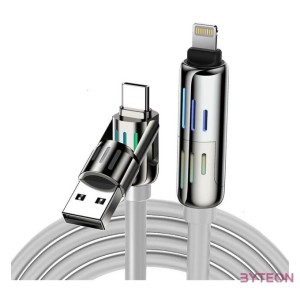 BlitzWolf BW-HDC6 4 az 1-ben USB-C,USB-A - USB-C,Lightning kábel, 1,2m, 240W, RGB (szürke)