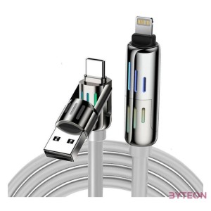 BlitzWolf BW-HDC6 4 az 1-ben USB-C,USB-A - USB-C,Lightning kábel, 1,2m, 240W, RGB (szürke)