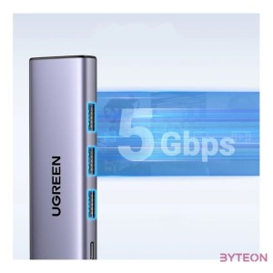 USB-C Hub Ugreen CM511, HDMI 4K 60Hz, 3x USB 3.0 5Gbps, PD 100W (silver)