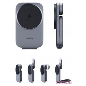 Magnetic Wireless Charger 3 in 1 MagFusion Aukey LC-MC312, 15W Qi2 (gray)