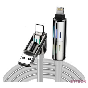 BlitzWolf BW-HDC6 4 az 1-ben USB-C,USB-A - USB-C,Lightning kábel, 1,2m, 240W, RGB (szürke)