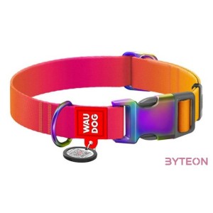 Nylon collar with QR code for Waudog gradient dog, orange , size XL