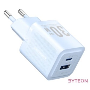 Wall charger, Vention, FEQL0-EU,  USB-C  USB- A,  30W,30W, GaN (blue)