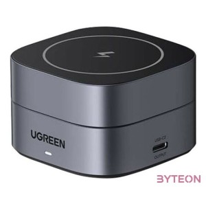 Qi Inductive charger 2in1 for iPhone, AirPods Ugreen W256, 20W (black)  USB-C to USB-C cable 1m