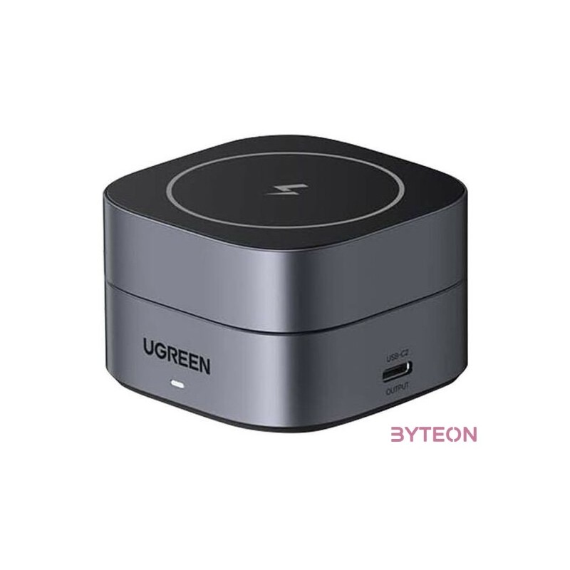 Qi Inductive charger 2in1 for iPhone, AirPods Ugreen W256, 20W (black)  USB-C to USB-C cable 1m