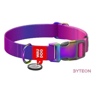 Nylon dog collar with QR code WAUDOG 15 mm wide, 25-35 cm long purple