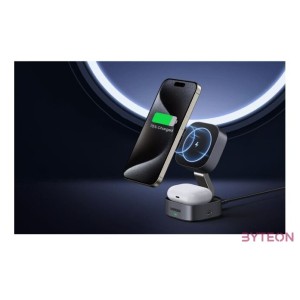 Qi Inductive charger 2in1 for iPhone, AirPods Ugreen W256, 20W (black)  USB-C to USB-C cable 1m