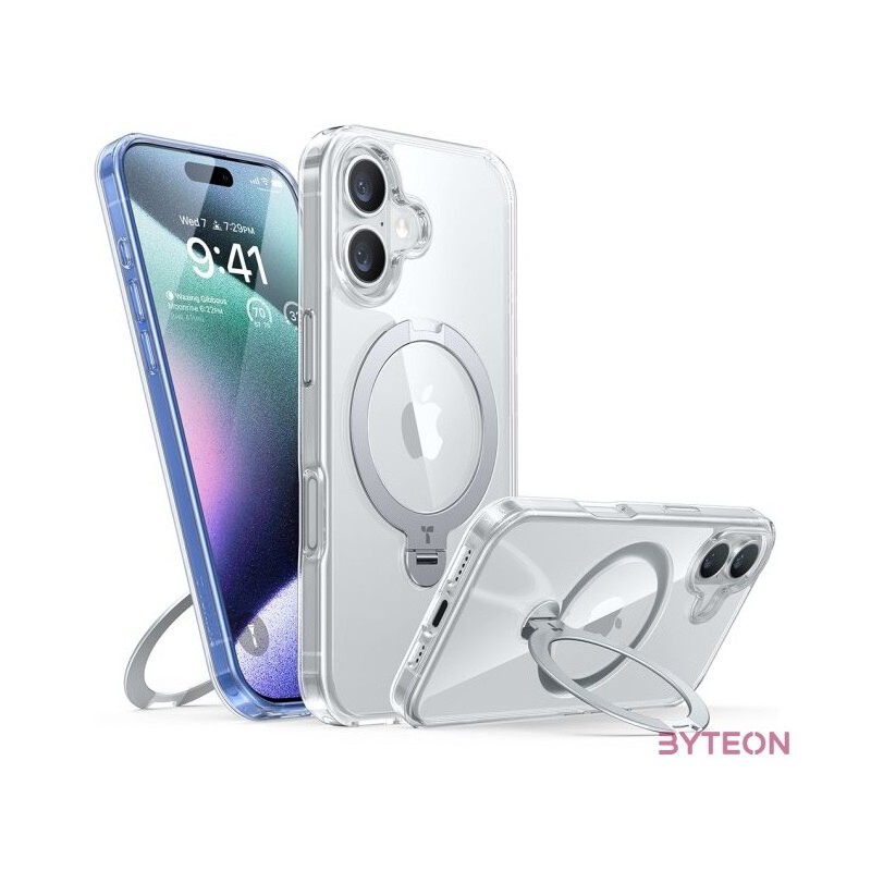 Torras Ostand Spin Case for iPhone 16 (Transparent)