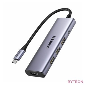 Hub , Adapter Ugreen Revodok CM511 USB-C to 3x USB, HDMI, USB-C, HDMI 4K 30Hz, PD 100W (gray)