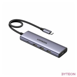 Hub , Adapter Ugreen Revodok CM511 USB-C to 3x USB, HDMI, USB-C, HDMI 4K 30Hz, PD 100W (gray)