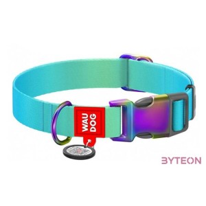 Waudog gradient nylon dog collar with QR code, blue , size M
