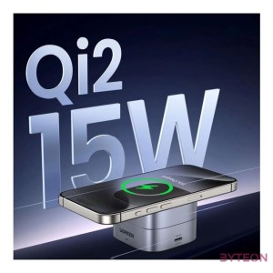Qi 2-in-1 inductive charger Ugreen W702 for Iphone, AirPods, 15W (gray)