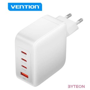 Wall charger, Vention, FEIW0-EU,  3xUSB-C, USB- A, 140W,140W,30W,18W, GaN (white)