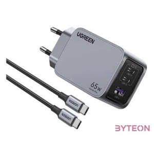 Wall charger Ugreen Nexode Pro, USB  2x USB-C, 65W  USB-C cable 1.5m (black)