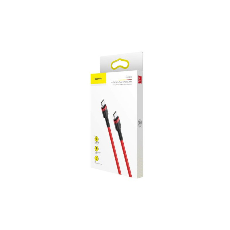 Baseus  Cafule USB Type-C - USB Type-C QC3.0 cable 1m Red