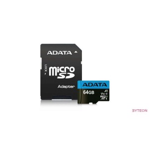 ADATA microSDHC 64GB Premier (Class10, UHS-I U1 A1) R/W: 85/25 MB/s SD adapterrel