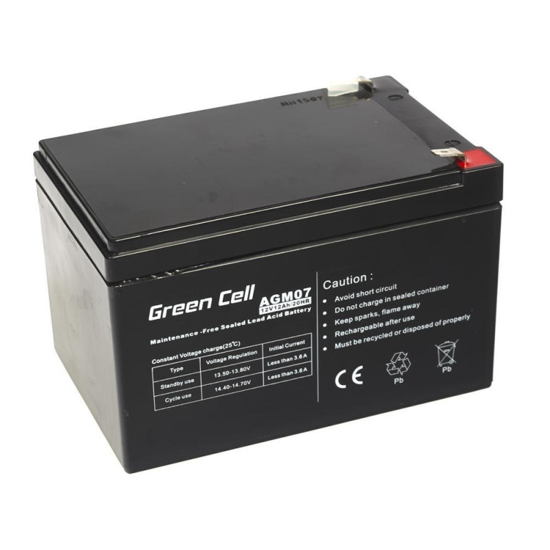 Green Cell AGM Battery 12V 12Ah - Batterie - 12.000 mAh Zárt savas ólom (VRLA)