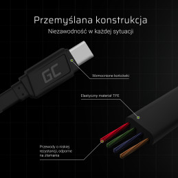 Green Cell KABGC03 USB kábel 0,25 M USB A USB C Fekete