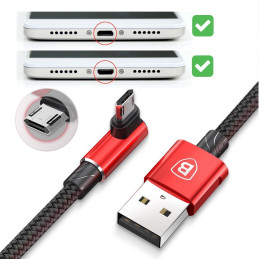 Baseus MVP Elbow Type USB kábel 2 M USB 2.0 USB A Micro-USB A Fekete