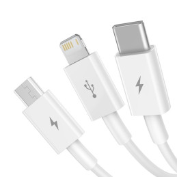 Baseus Superior USB kábel 1,5 M USB 2.0 USB A USB C.Micro USB A/Lightning Fehér