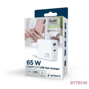 GEMBIRD 2-port 65W GaN USB fast charger