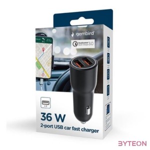 GEMBIRD 2-port USB car fast charger QC3
