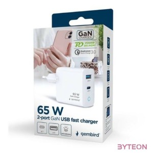 GEMBIRD 2-port 65W GaN USB fast charger