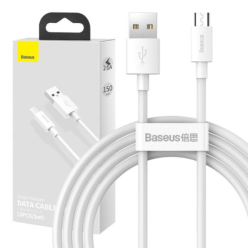 Baseus TZCAMZJ-02 USB kábel 1,5 M USB A Micro-USB B Fehér