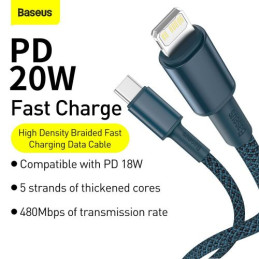 Baseus CATLGD-A03 USB kábel 2 M USB C Lightning Kék