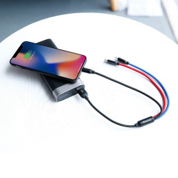 Baseus CAMLT-ASY01 USB kábel 0,3 M USB A USB C.Micro USB A/Lightning Fekete