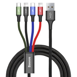 Baseus Fast 4 az 1-ben USB-C / 2x Lightning / Micro 3,5A 1,2 m-es kábel (fekete)