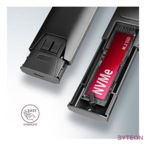 Axagon EEM2-GTS2 USB-C 3.2 Gen 2 M.2 NVMe,SATA szürke csavar nélküli külső SSD ház