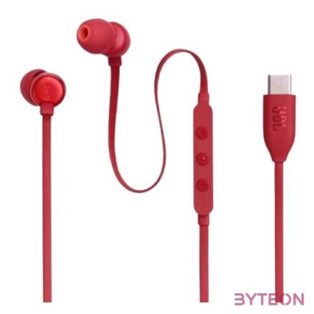 JBL T 310 C RED vezetékes USB C mikrofonos piros fülhallgató