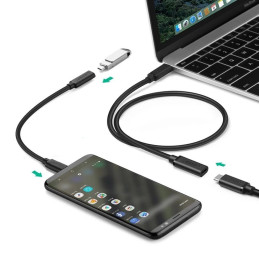 Hosszabbító USB-C 3.1 UGREEN kábel, 4K, 60 W, 0,5 m (fekete)