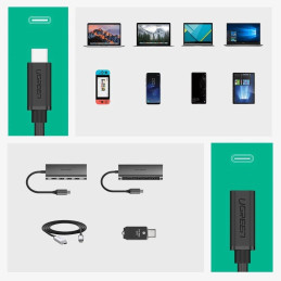 Hosszabbító USB-C 3.1 UGREEN kábel, 4K, 60 W, 0,5 m (fekete)