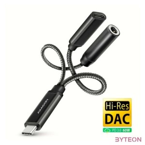 Axagon ADA-HCPD 60W fekete Type-C - Type-C,DAC audio adapter