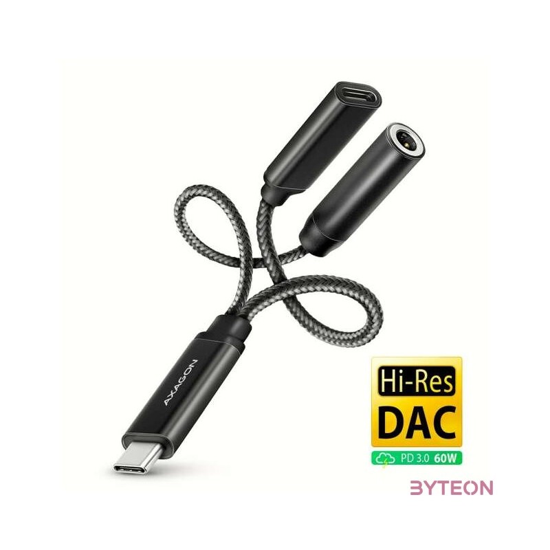 Axagon ADA-HCPD 60W fekete Type-C - Type-C,DAC audio adapter