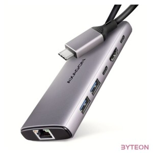 Axagon HMC-6G2L 10Gbps 6in1 szürke Type-C hub