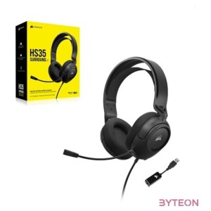 Corsair HS35 SURROUND v2 vezetékes fekete gamer headset