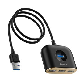 Baseus Square Round 4 az 1-ben USB 3.0 HUB - 1x USB 3.0 + 3x USB 2.0, 1 m (fekete)